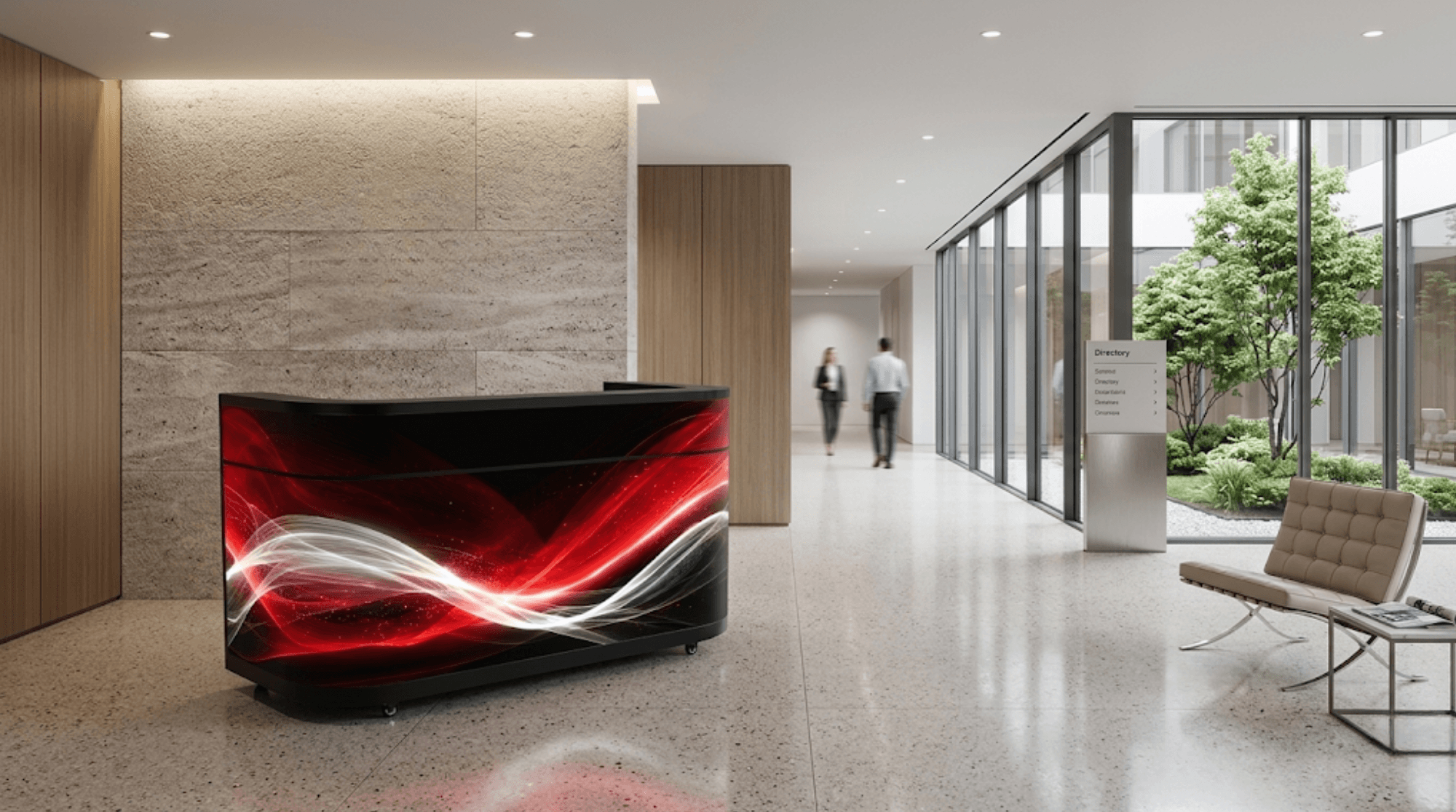 Comptoir LED VaLED intégré dans un espace professionnel